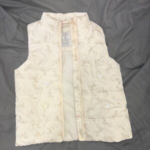 GAP Cream Unicorn Puffer Vest with Shimmer
